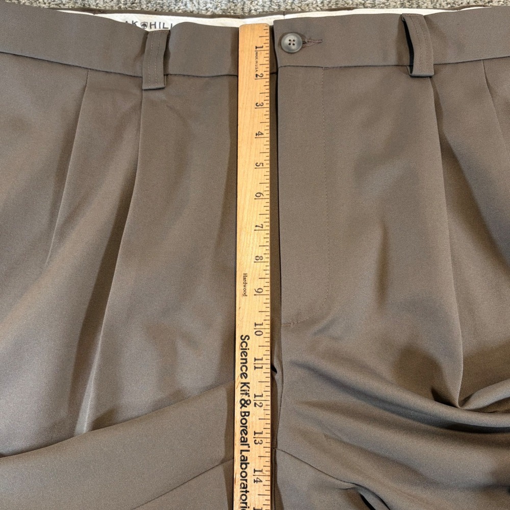 Oak Hill Dress Pants Mens 46/28 Brown Pleated Front Polyester Trousers Classic - Picture 8 of 8
